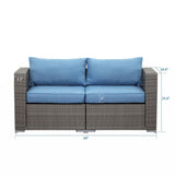 Rattan Wicker Modern Twin Navy Blue Couch Small Sleeper Sofa For Small Spaces Furniture