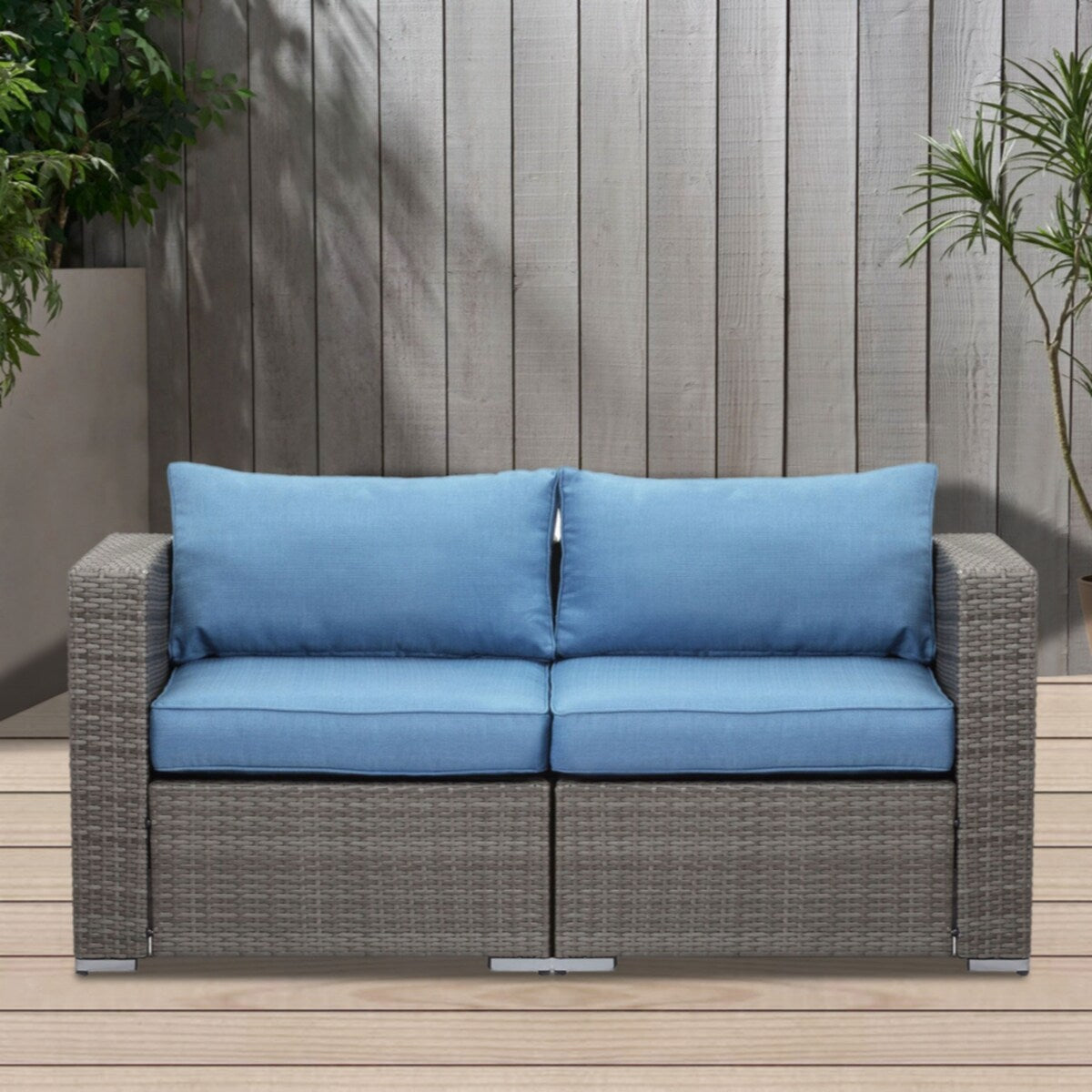 Rattan Wicker Modern Twin Navy Blue Couch Small Sleeper Sofa For Small Spaces Furniture