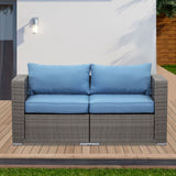 Rattan Wicker Modern Twin Navy Blue Couch Small Sleeper Sofa For Small Spaces Furniture