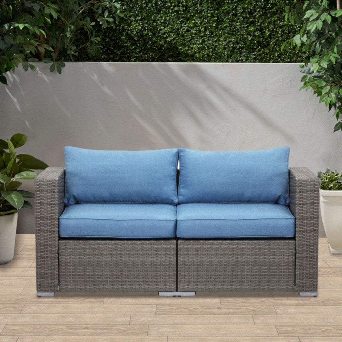 Rattan Wicker Modern Twin Navy Blue Couch Small Sleeper Sofa For Small Spaces Furniture
