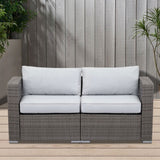 Rattan Wicker Modern Twin Navy Blue Couch Small Sleeper Sofa For Small Spaces Furniture