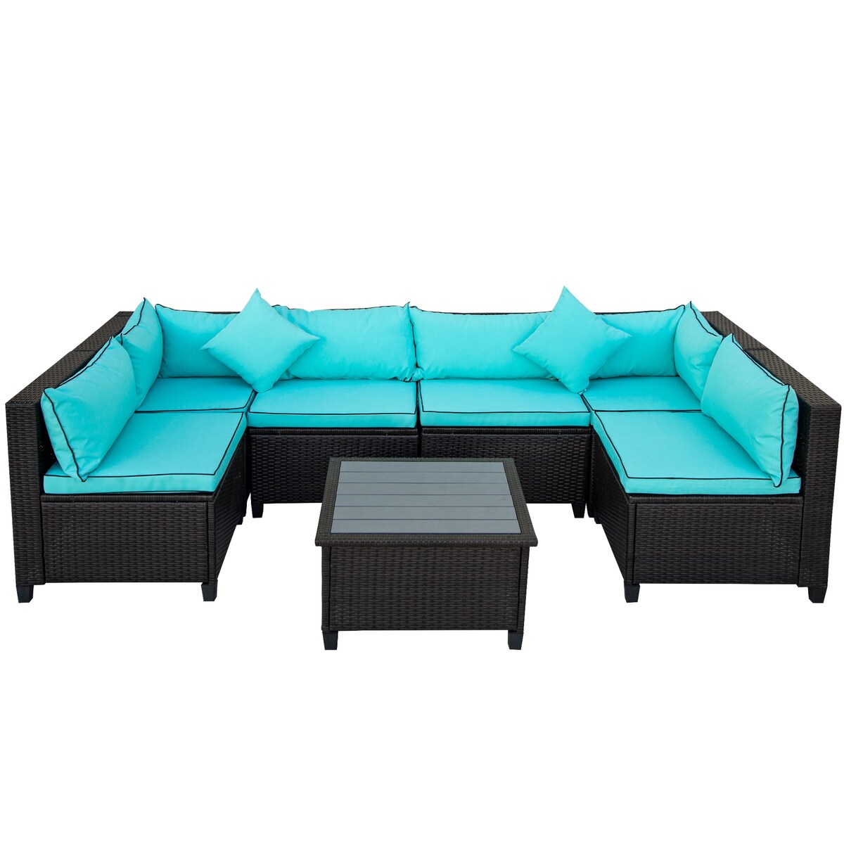 Rattan Wicker Sofa Set for Outdoors with Coffee Table & U-Shape Sectional