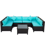 Rattan Wicker Sofa Set for Outdoors with Coffee Table & U-Shape Sectional