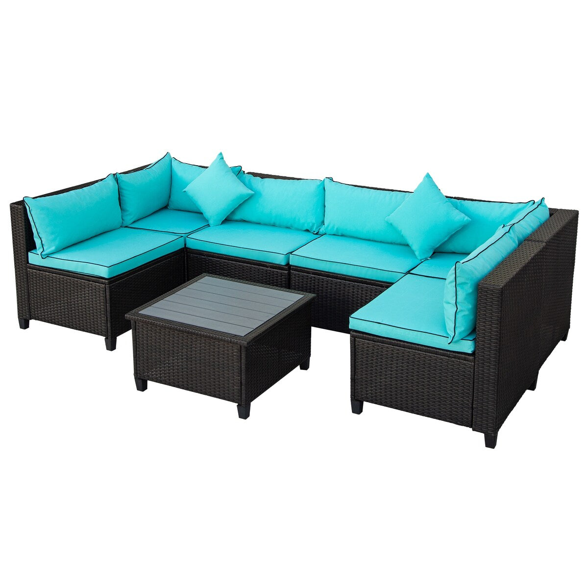 Rattan Wicker Sofa Set for Outdoors with Coffee Table & U-Shape Sectional