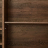 Rattan Wine Bar Cabinet 2-Door Farmhouse Liquor Cabinet with Wine Rack & Glass Holder, Sideboard - 55.11L*12.6W*38.19H