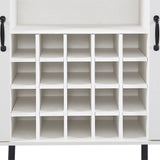 Rattan Wine Bar Cabinet 2-Door Farmhouse Liquor Cabinet with Wine Rack & Glass Holder, Sideboard - 55.11L*12.6W*38.19H