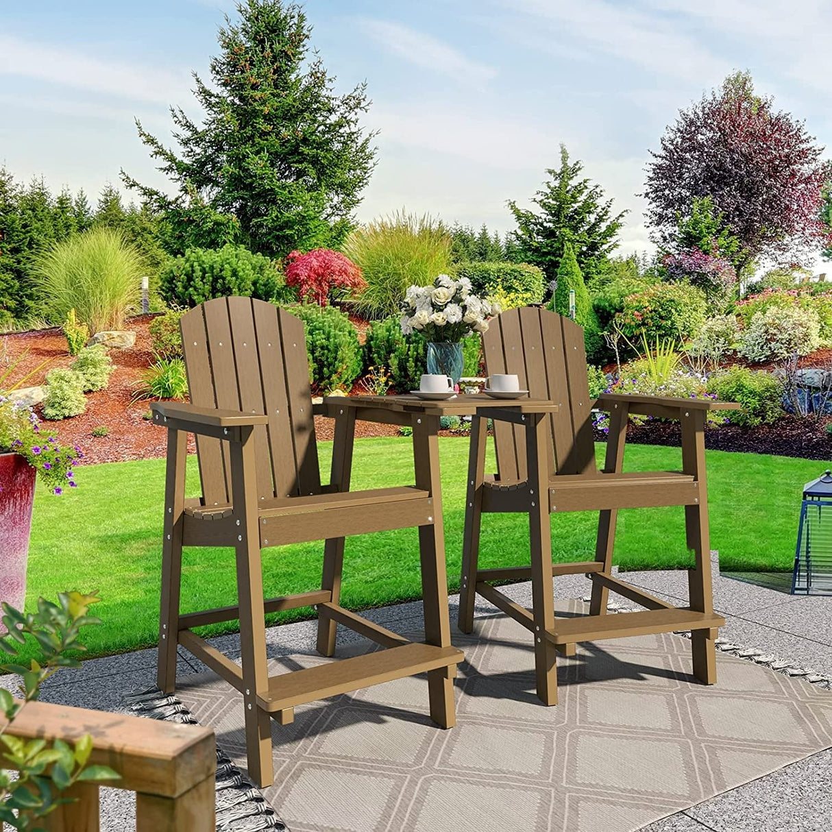 Ravenna Plastic Wood 25" Tall Adirondack Chair Poly Balcony Barstool