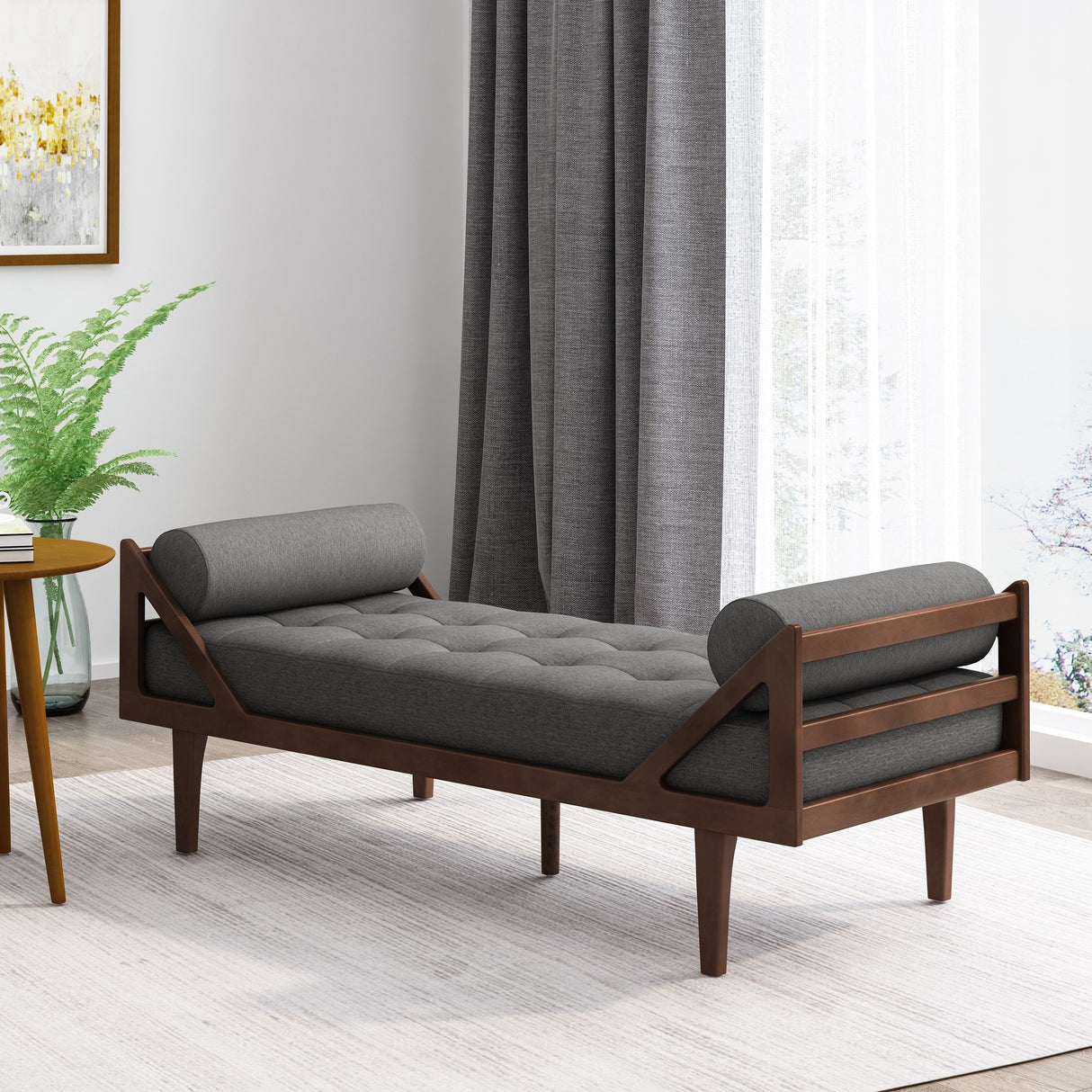 Rayle Tufted Chaise Lounge with Pillows by Christopher Knight Home - 65.00" W x 27.75" D x 23.75" H