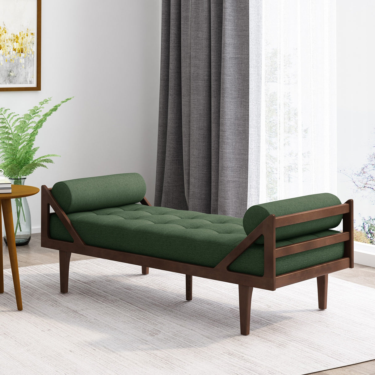 Rayle Tufted Chaise Lounge with Pillows by Christopher Knight Home - 65.00" W x 27.75" D x 23.75" H