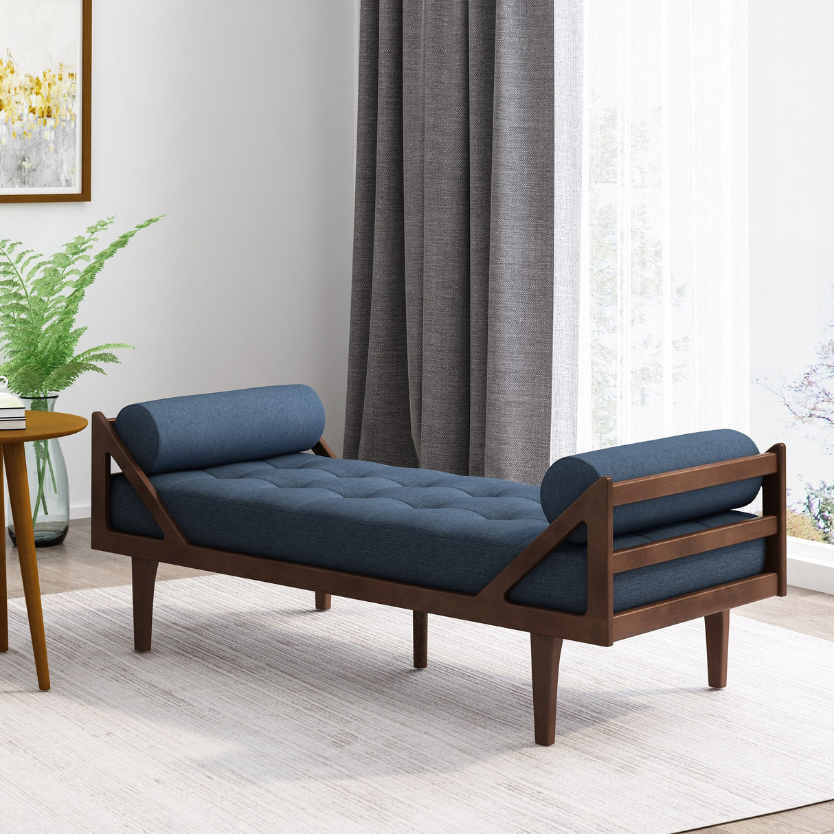 Rayle Tufted Chaise Lounge with Pillows by Christopher Knight Home - 65.00" W x 27.75" D x 23.75" H
