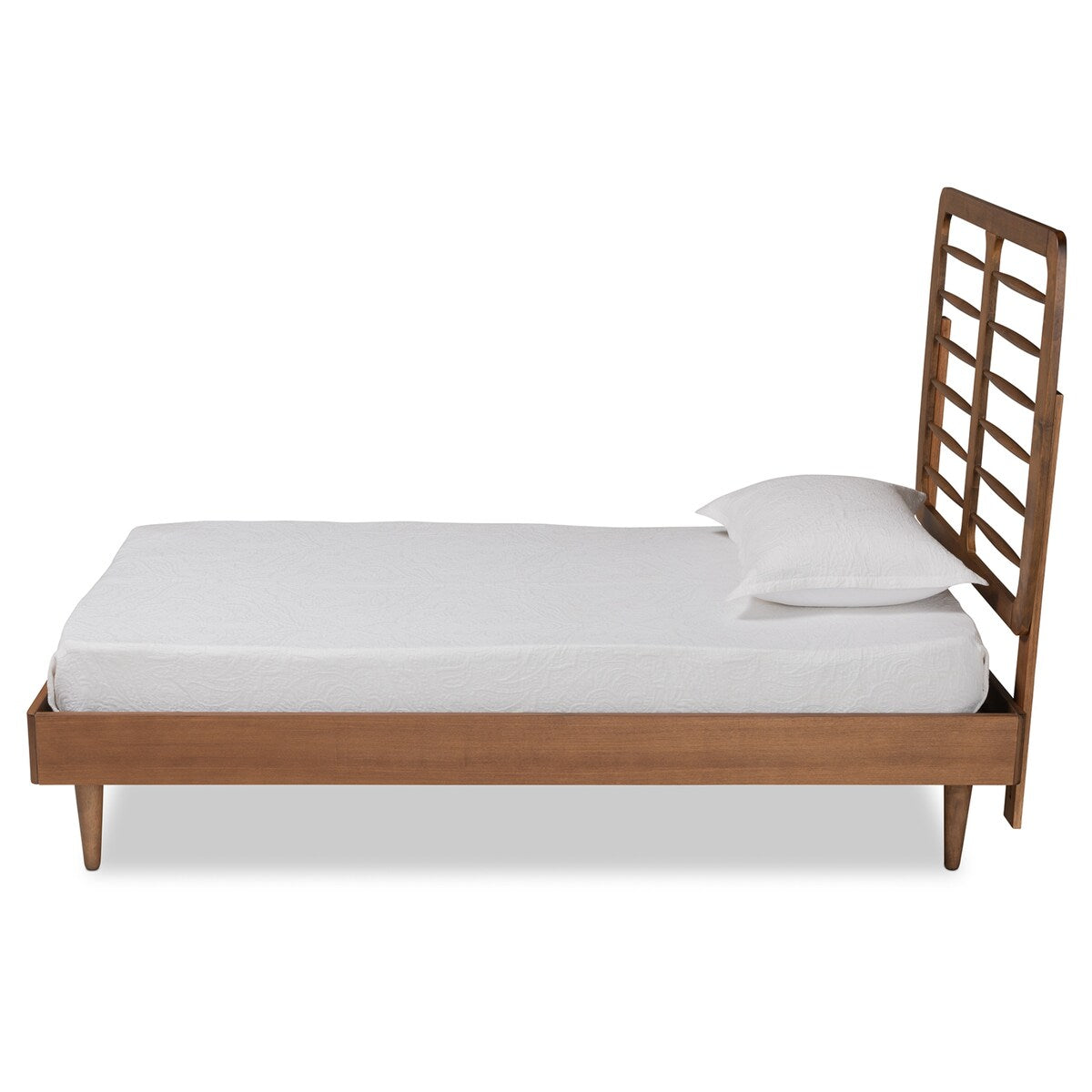Rayna Mid-Century Modern Walnut Brown Finished Wood Twin Size Platform Bed