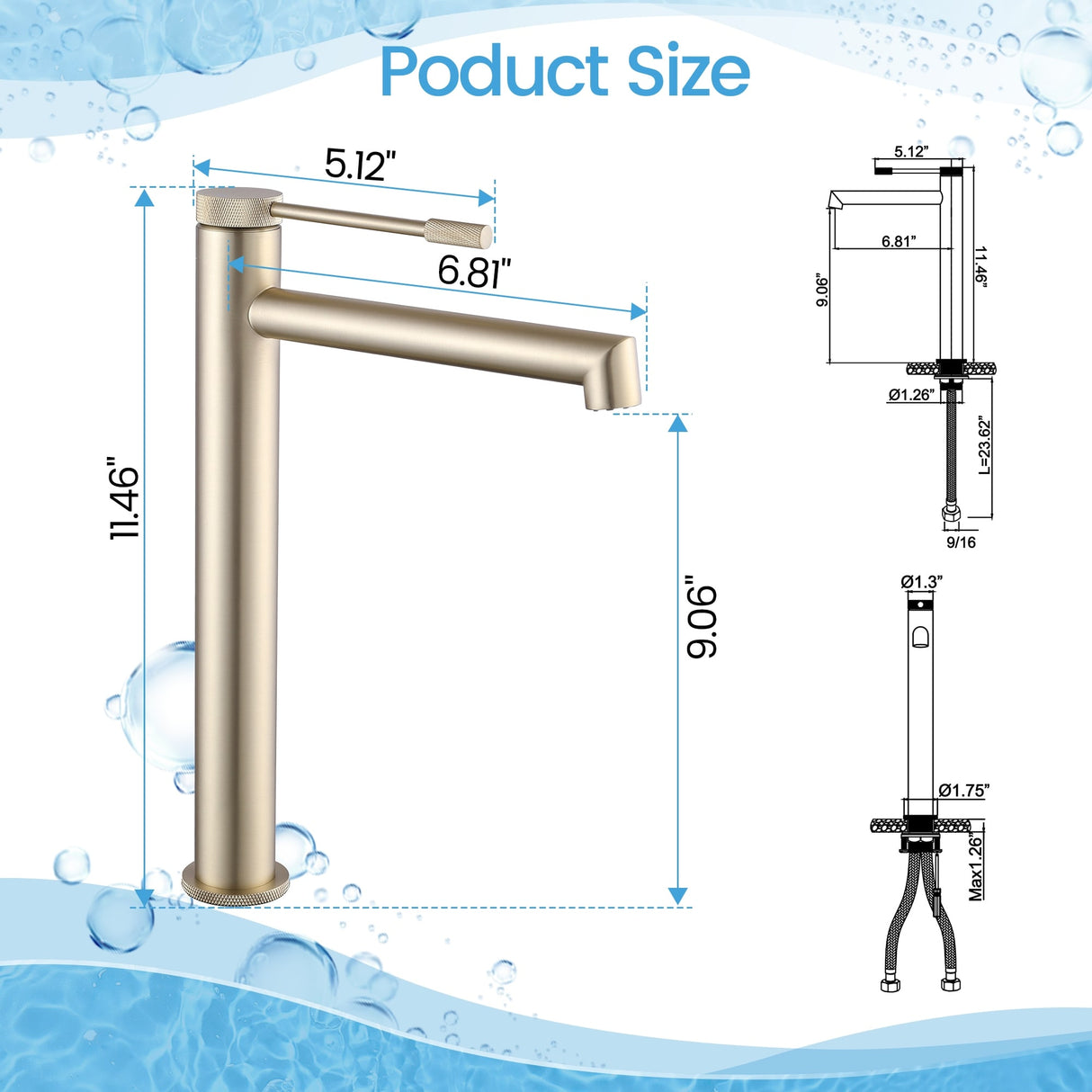 Rbrohant Single Handle Vessel Sink Faucet, Rv Vanity Lavatory Bathroom Sink Faucet