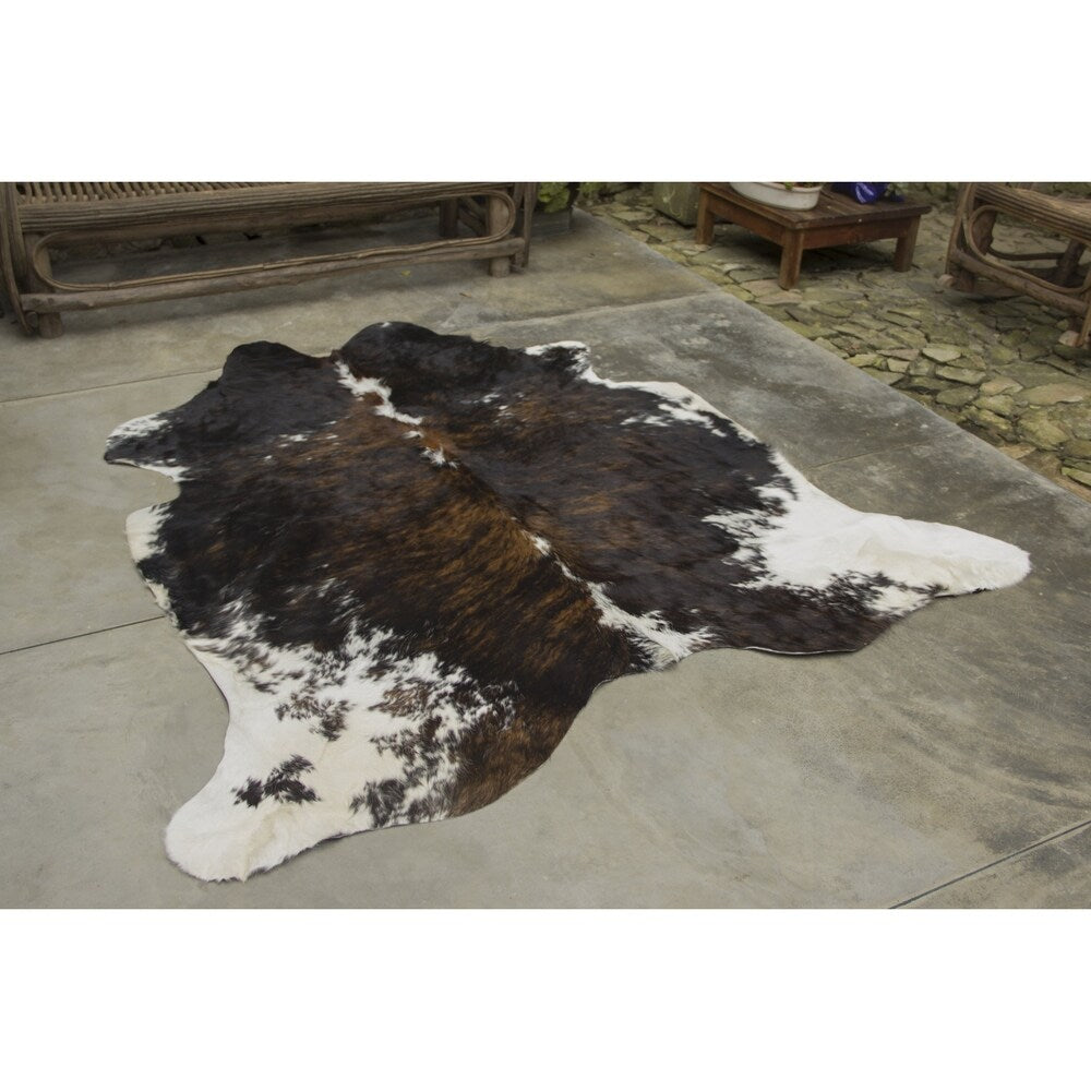 Real Cowhide Rug Brindle & White