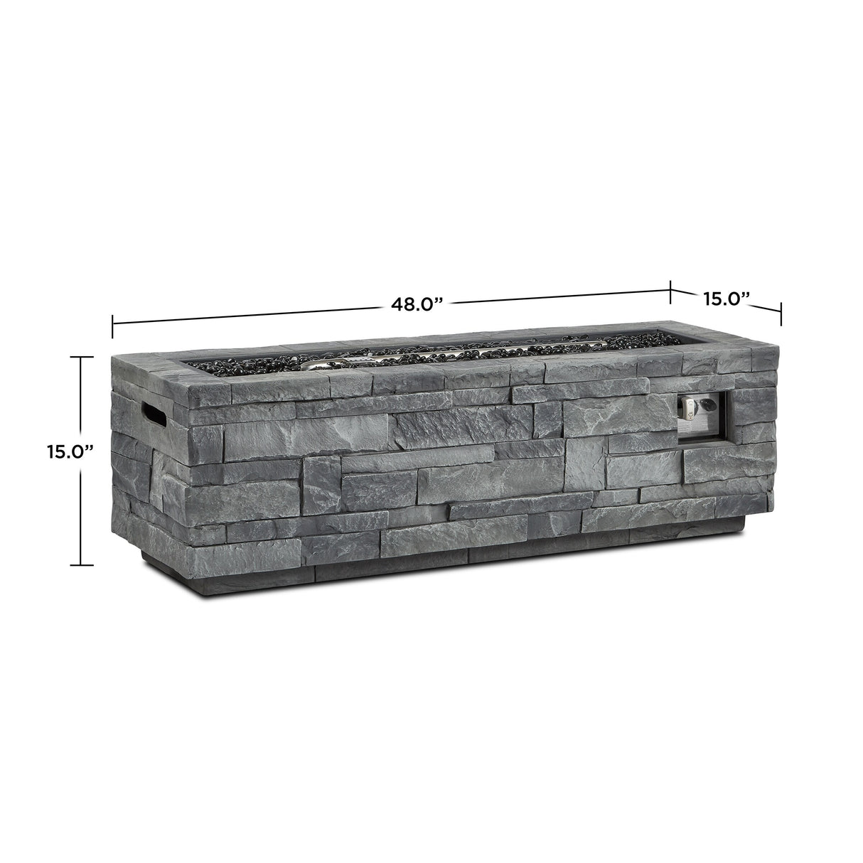 Gray Ledgestone 48" LP Fire Table w/NG conversion by Real Flame