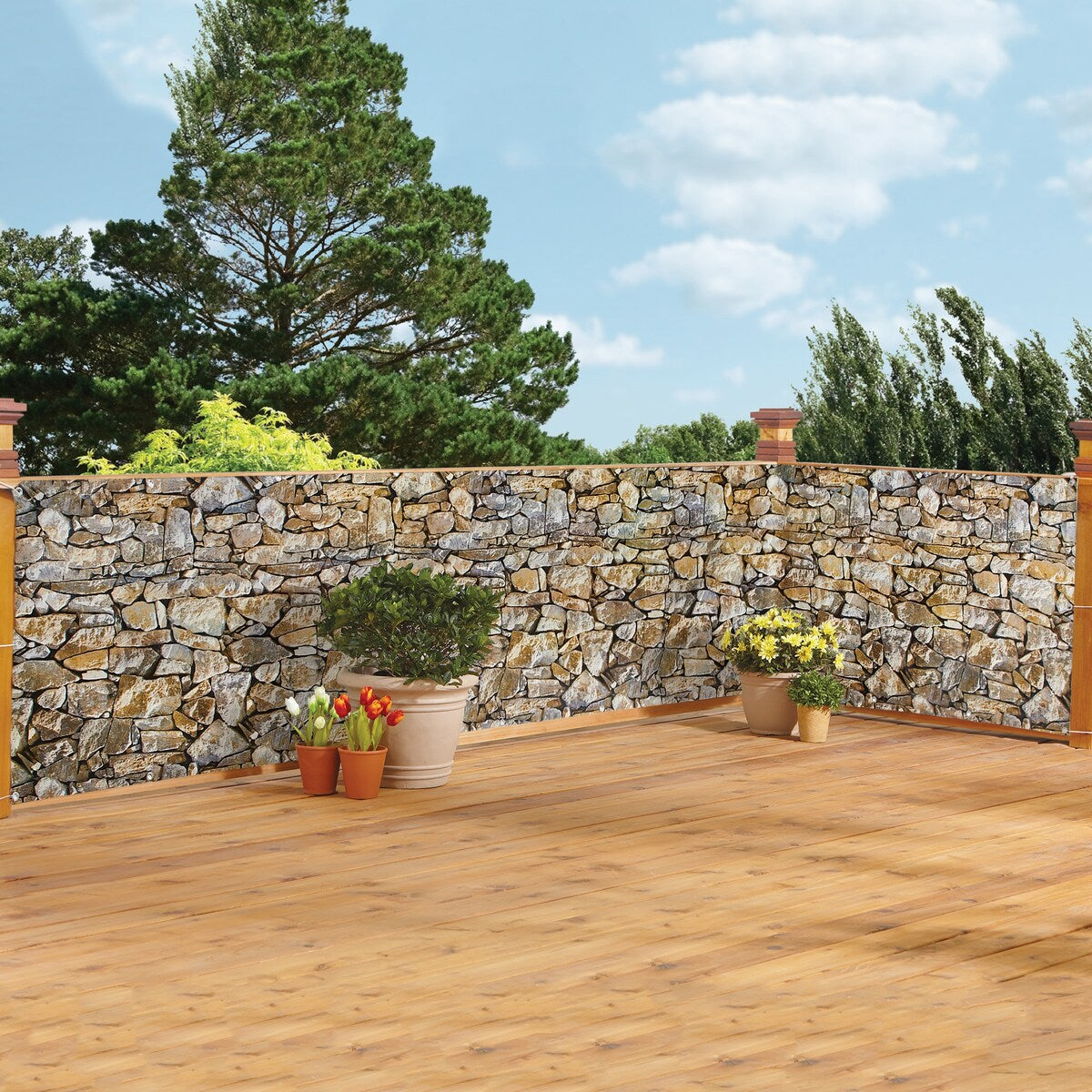 Realistic Fake Stone Privacy Fence Cover - NO SIZE