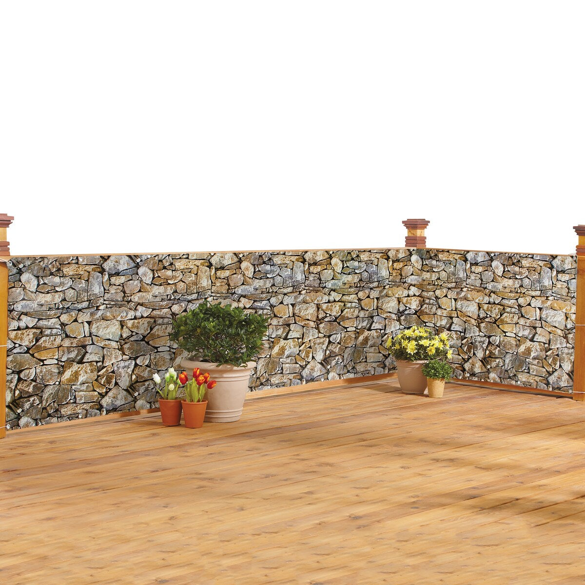 Realistic Fake Stone Privacy Fence Cover - NO SIZE