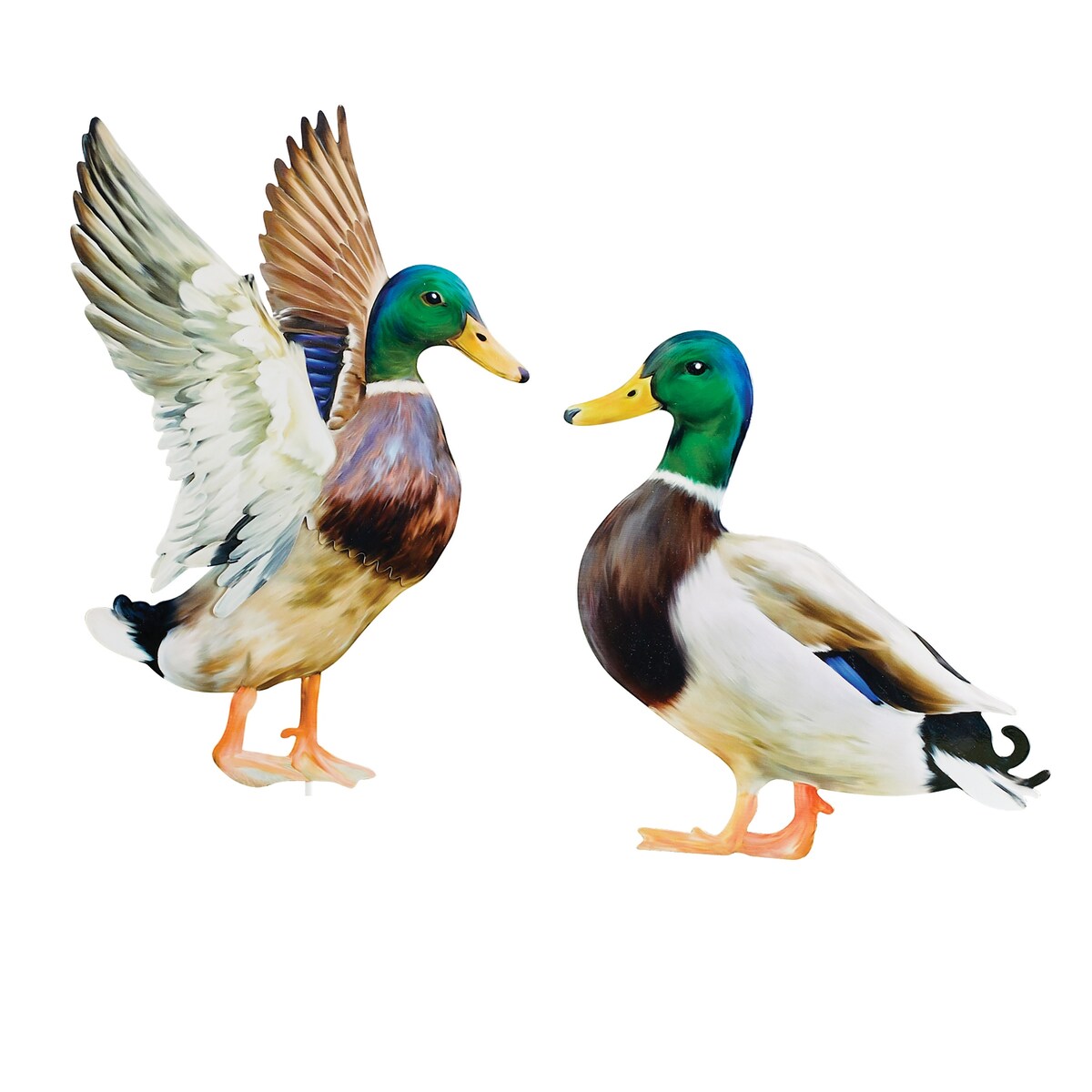 Realistic Mallard Ducks Outdoor Garden Stake Set - 17.000 x 12.380 x 2.750