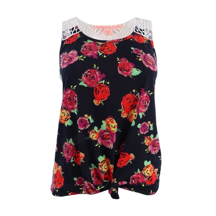 Rebellious One Juniors' Crochet-Back Tank Top