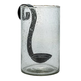 Reclaimed Bubble Glass Hurricane with Metal Candle Holder