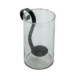 Reclaimed Bubble Glass Hurricane with Metal Candle Holder