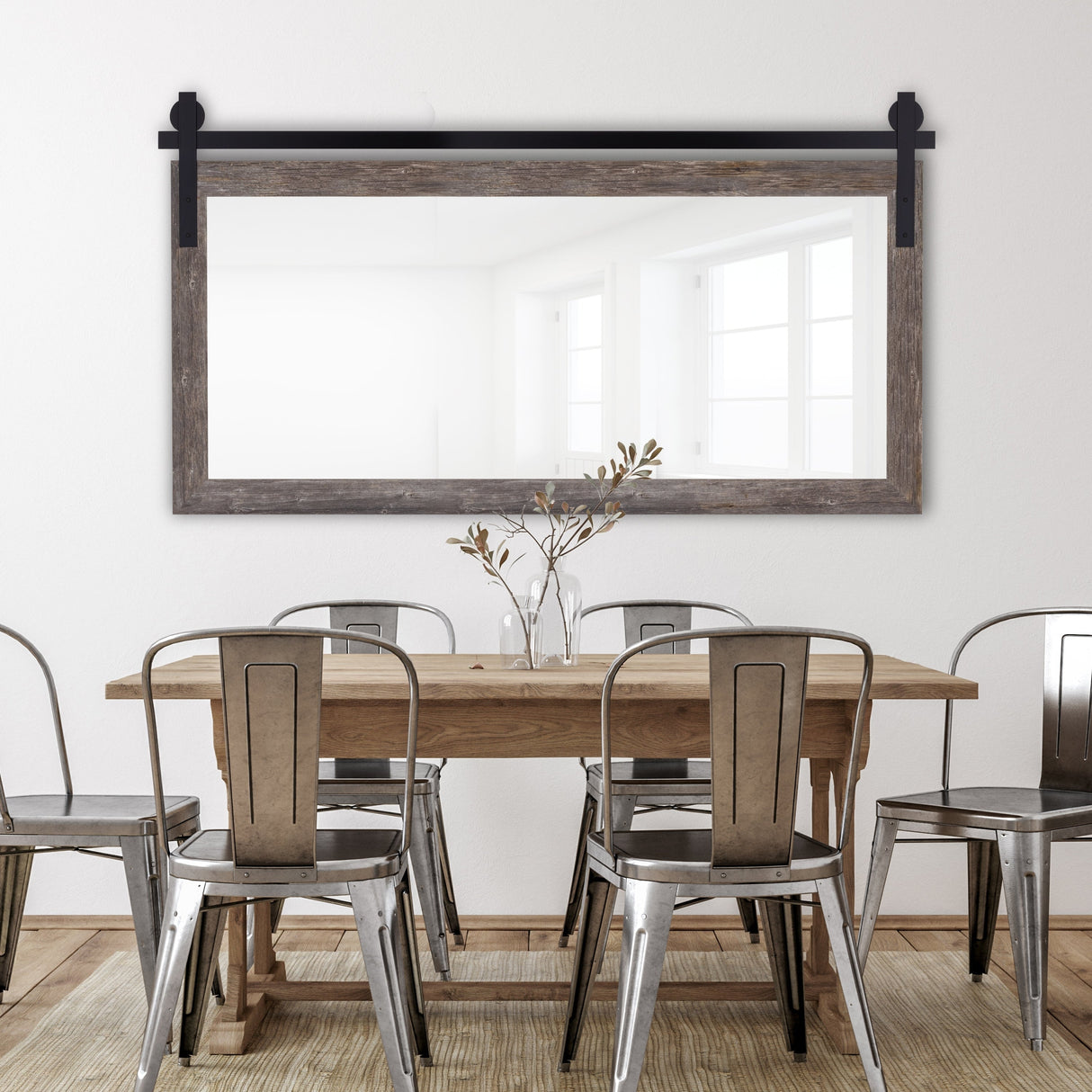 Reclaimed Gray Seneca Barn Door Mirror