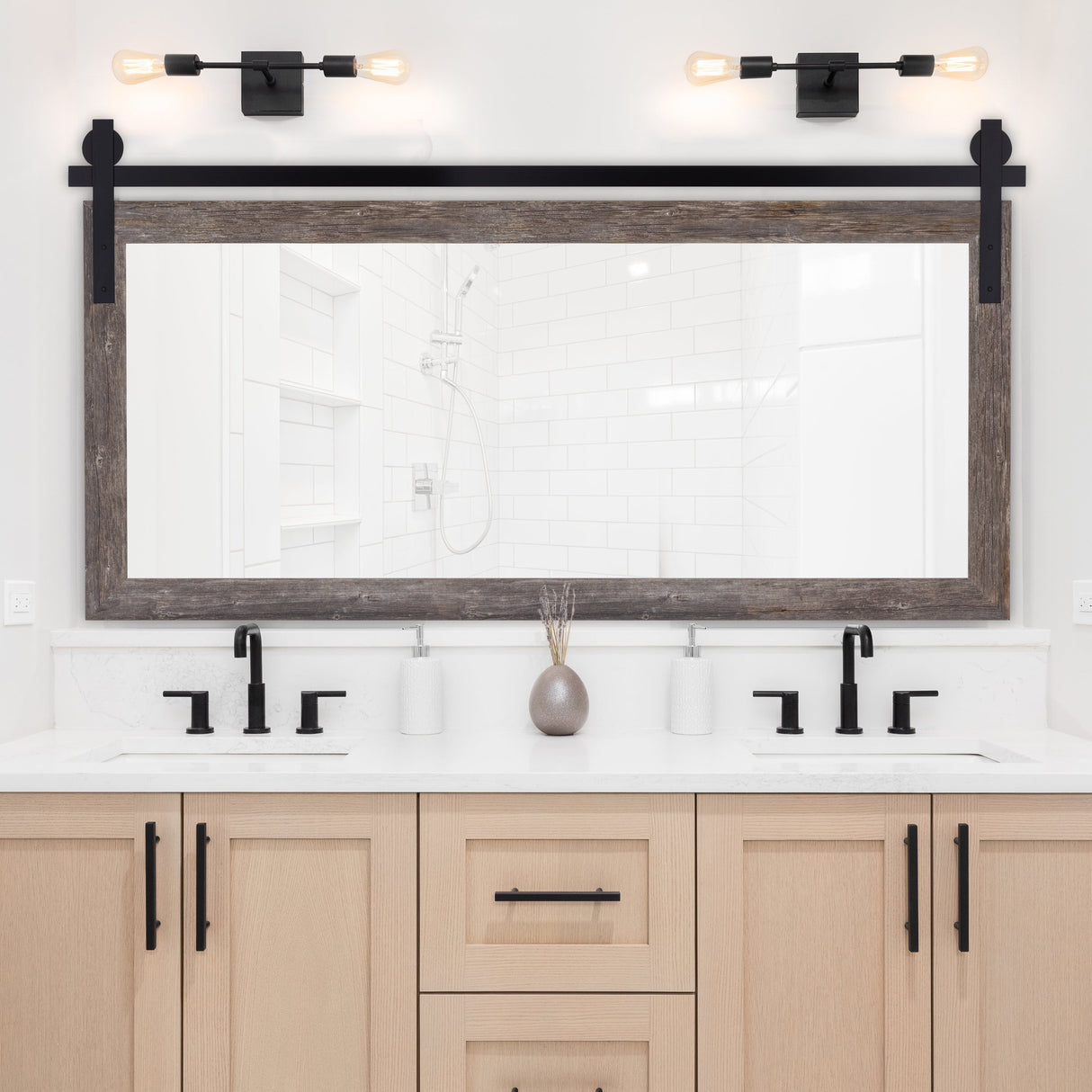 Reclaimed Gray Seneca Barn Door Mirror