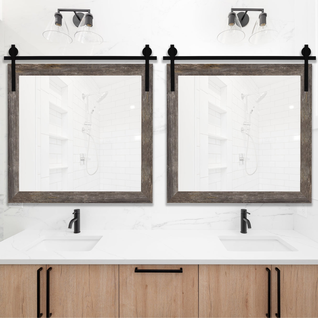 Reclaimed Gray Seneca Barn Door Mirror
