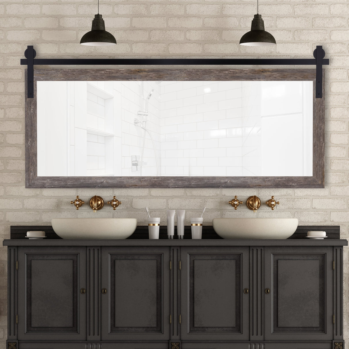 Reclaimed Gray Seneca Barn Door Mirror