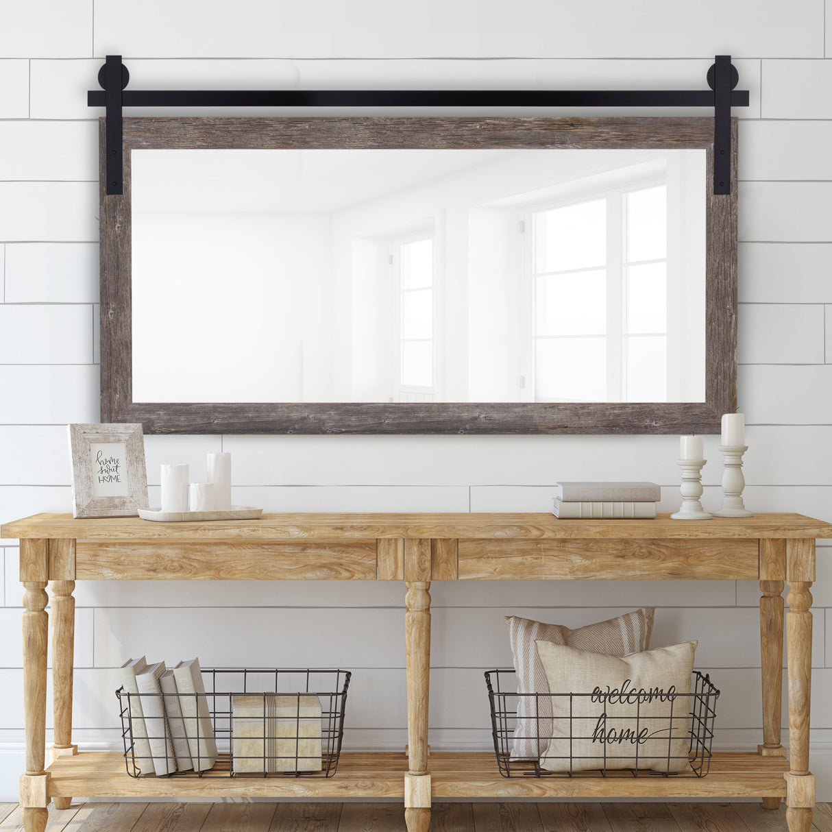 Reclaimed Gray Seneca Barn Door Mirror