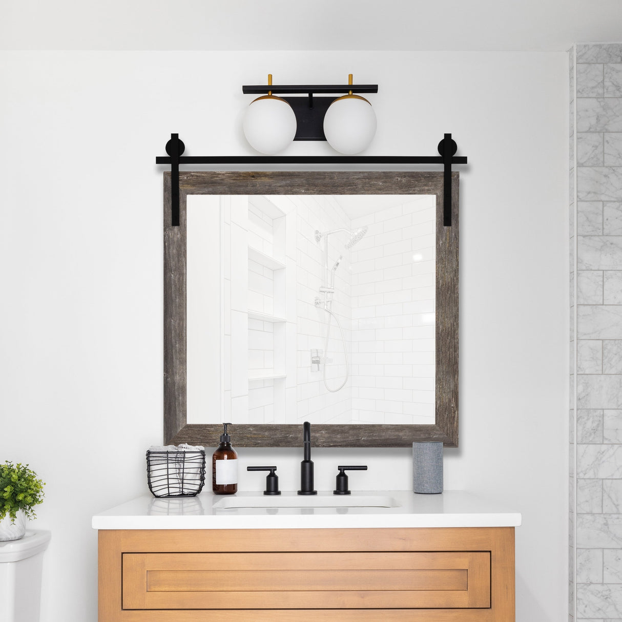 Reclaimed Gray Seneca Barn Door Mirror