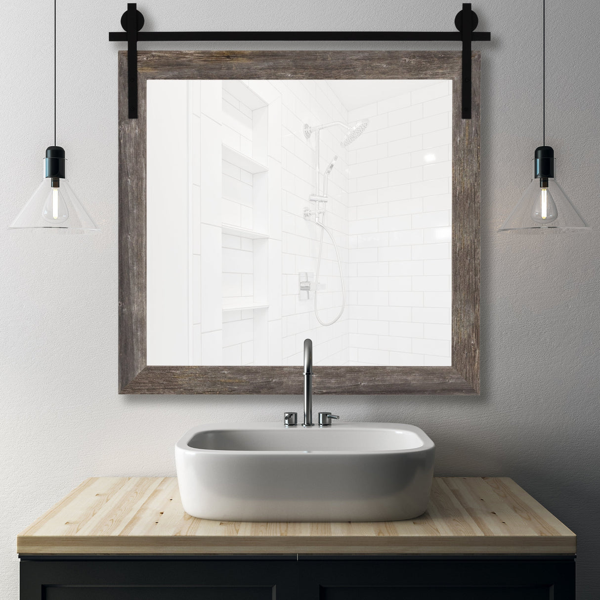 Reclaimed Gray Seneca Barn Door Mirror