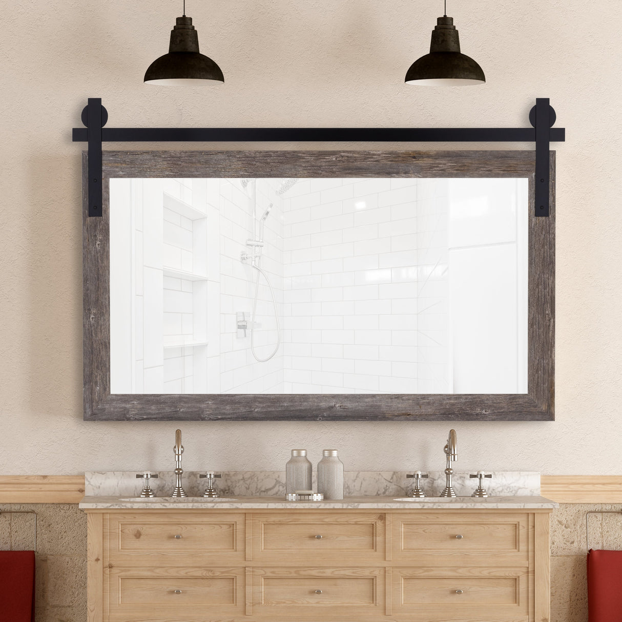 Reclaimed Gray Seneca Barn Door Mirror