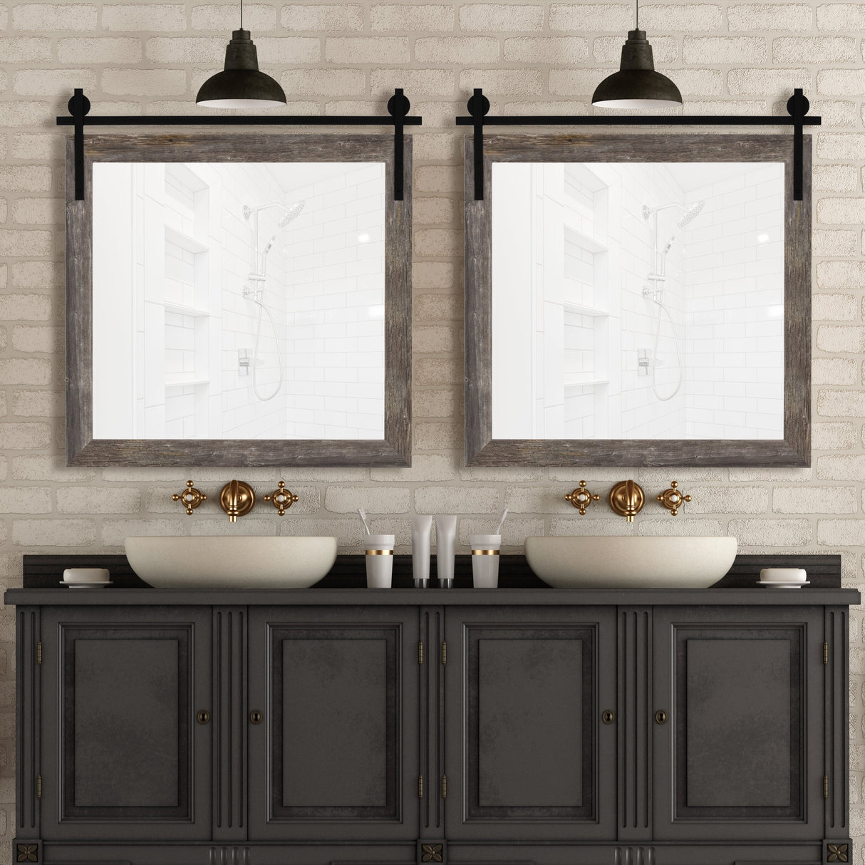 Reclaimed Gray Seneca Barn Door Mirror
