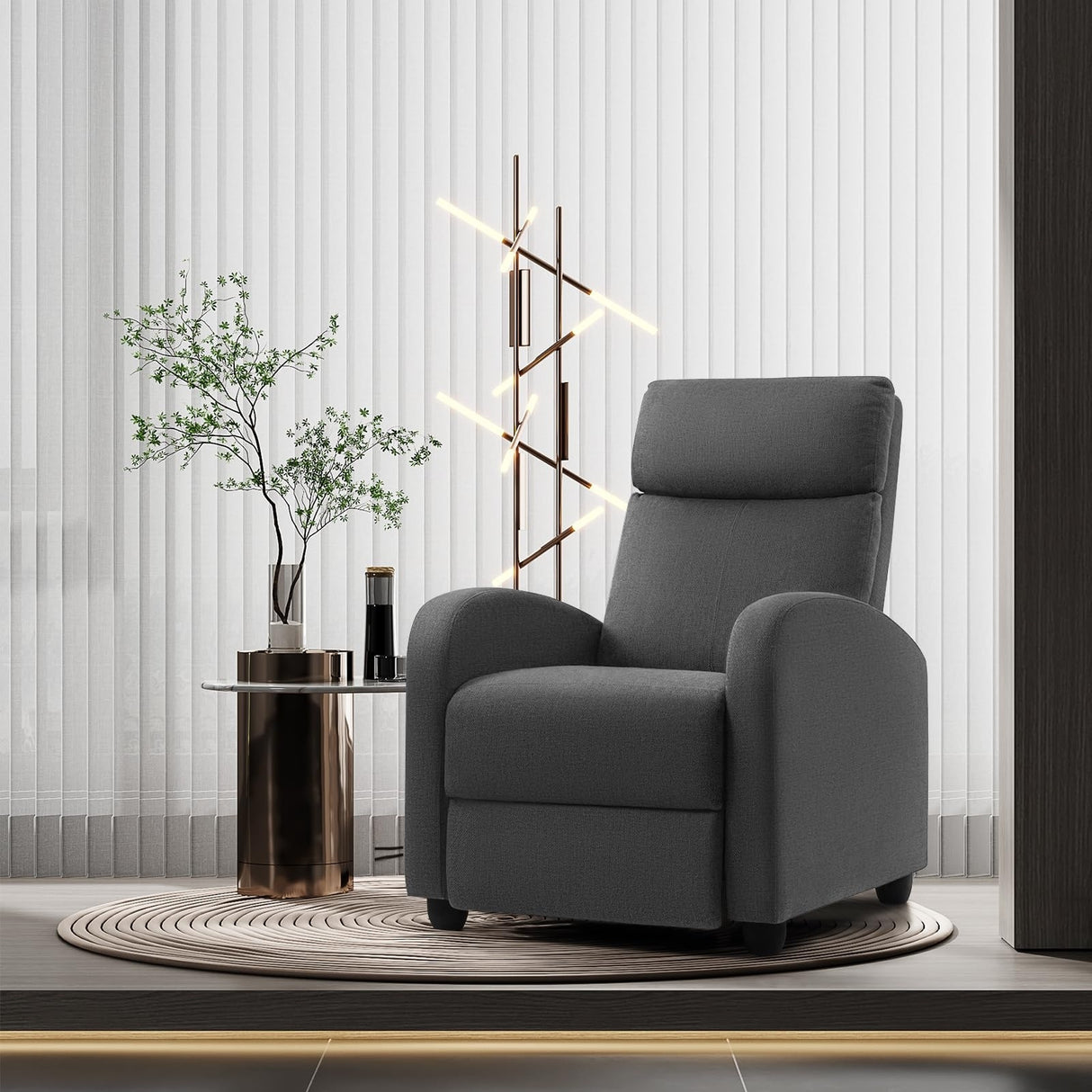 Recliner Chair Adjustable Home Theater Single Fabric Sofa Furniture with Thick Seat Cushion and Backrest Living Room Recliners
