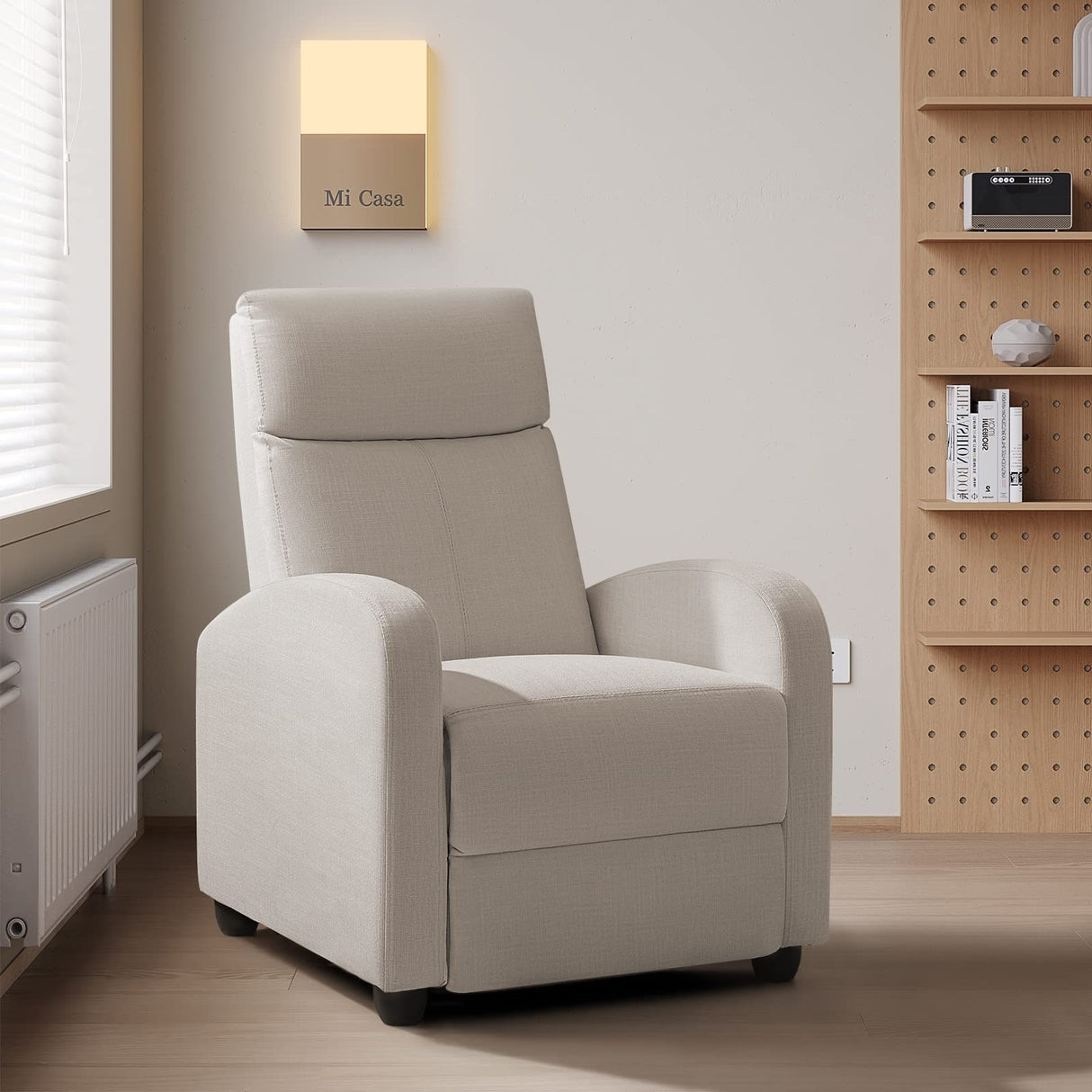 Recliner Chair Adjustable Home Theater Single Fabric Sofa Furniture with Thick Seat Cushion and Backrest Living Room Recliners