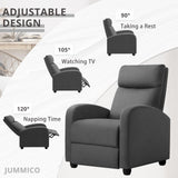 Recliner Chair Adjustable Home Theater Single Fabric Sofa Furniture with Thick Seat Cushion and Backrest Living Room Recliners