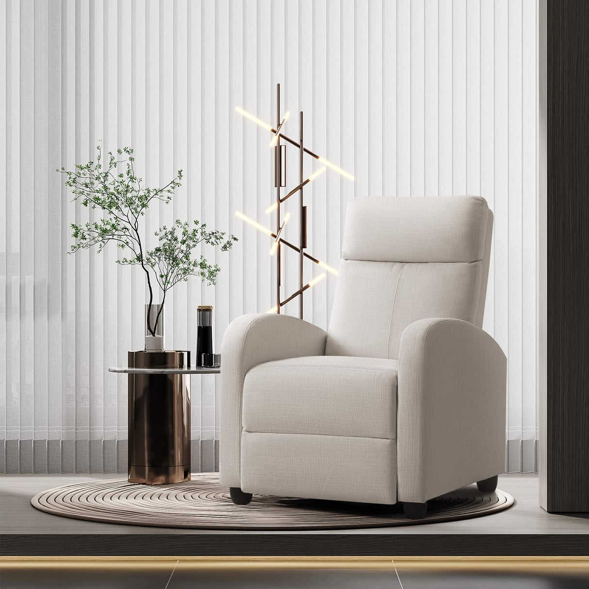 Recliner Chair Adjustable Home Theater Single Fabric Sofa Furniture with Thick Seat Cushion and Backrest Living Room Recliners