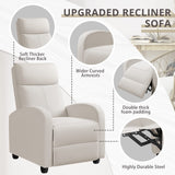 Recliner Chair Adjustable Home Theater Single Fabric Sofa Furniture with Thick Seat Cushion and Backrest Living Room Recliners
