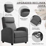 Recliner Chair Adjustable Home Theater Single Fabric Sofa Furniture with Thick Seat Cushion and Backrest Living Room Recliners