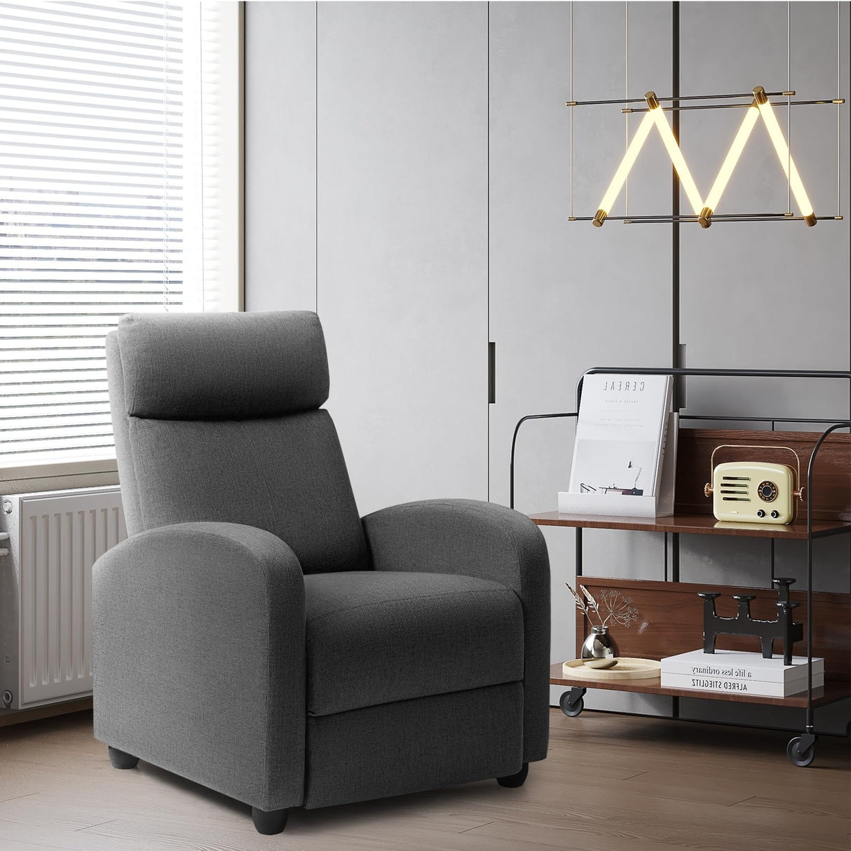 Recliner Chair Adjustable Home Theater Single Fabric Sofa Furniture with Thick Seat Cushion and Backrest Living Room Recliners
