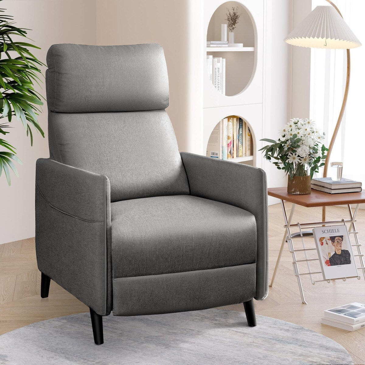 Recliner Chair Adjustable Home Theater Single Fabric Sofa Furniture with Thick Seat Cushion and Backrest Living Room Recliners