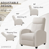 Recliner Chair Adjustable Home Theater Single Fabric Sofa Furniture with Thick Seat Cushion and Backrest Living Room Recliners