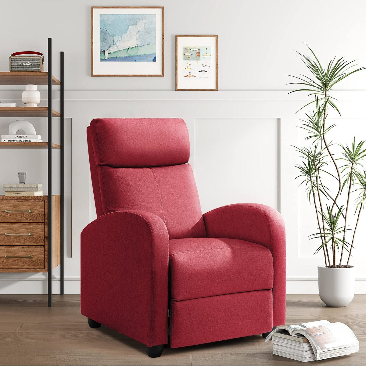Recliner Chair Adjustable Home Theater Single Fabric Sofa Furniture with Thick Seat Cushion and Backrest Living Room Recliners
