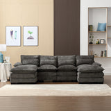 Recliner Sofa, U-shaped Sectional Sleeper Sofa with Chaise, Modular Sectional Sofa for Living Room, Chenille Fabric Couch