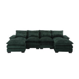 Recliner Sofa, U-shaped Sectional Sleeper Sofa with Chaise, Modular Sectional Sofa for Living Room, Chenille Fabric Couch