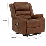 Recliner with Leatherette Fabric and Remote, Brown