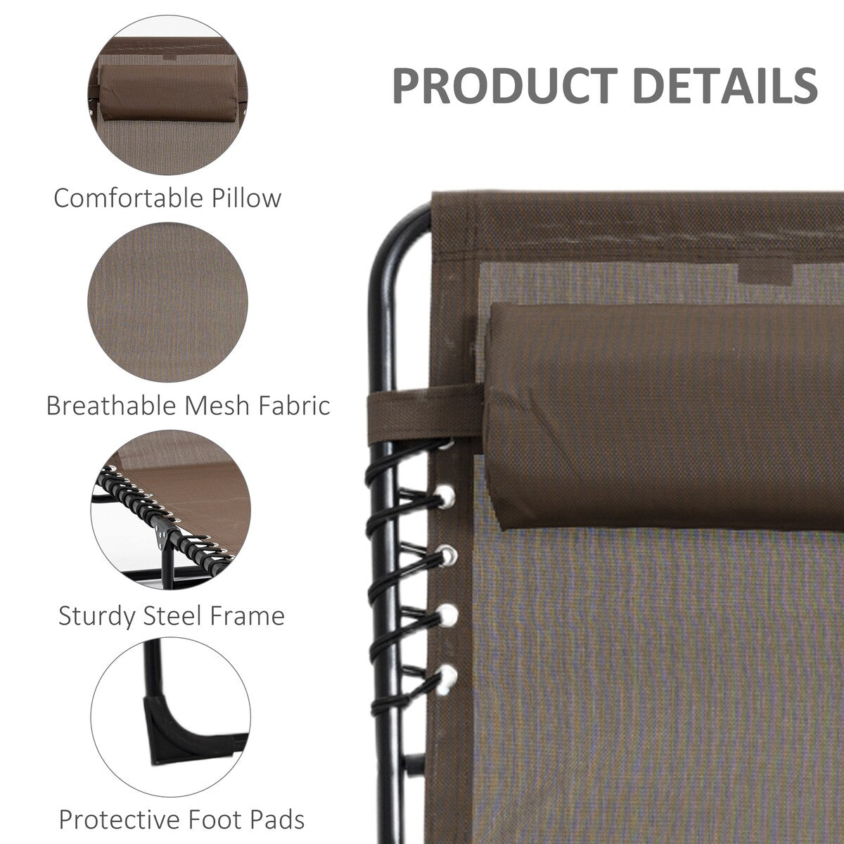 Reclining Chaise Lounge Chair, Portable Sun Lounger, Folding Camping Cot