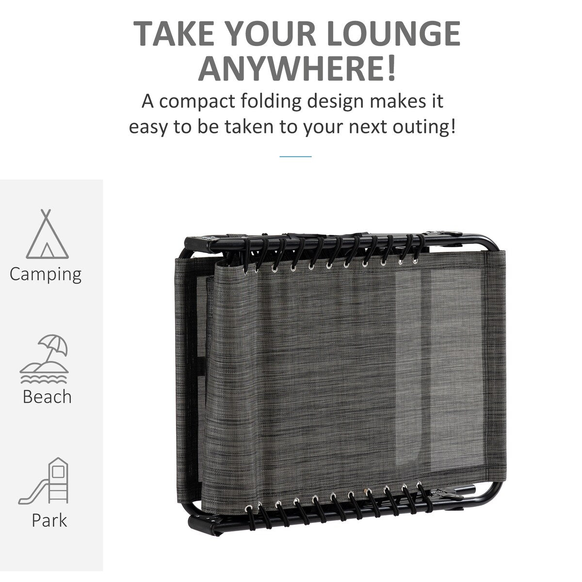 Reclining Chaise Lounge Chair, Portable Sun Lounger, Folding Camping Cot