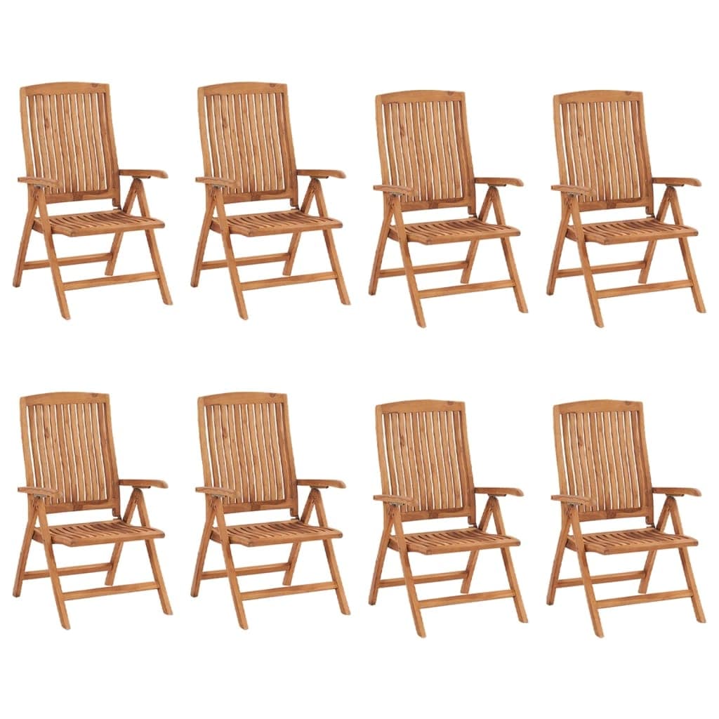 Reclining Garden Chairs with Cushions 8 pcs Solid Teak Wood