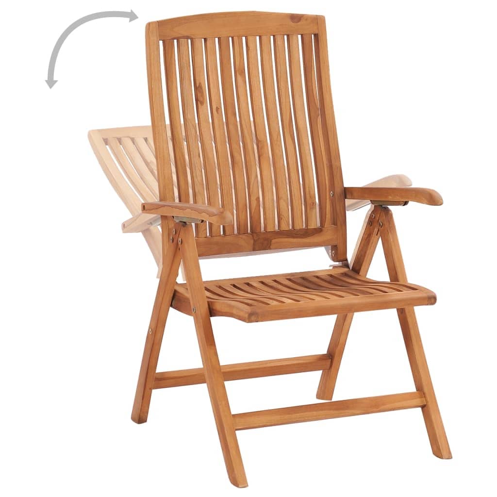 Reclining Garden Chairs with Cushions 8 pcs Solid Teak Wood